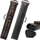 Pool Cue Case 3x5 Leatherette Hard Pool Cue Case Billiard Pool Stick Case with 4 Zippered Pockets, Embroidery Design, Holds 3 Butts and 5 Shafts