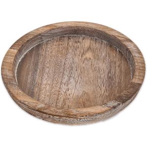 Rustic Wooden Serving Tray - Candle Holder, Round Coffee Table Decor, Home Centerpiece (11.14 in)