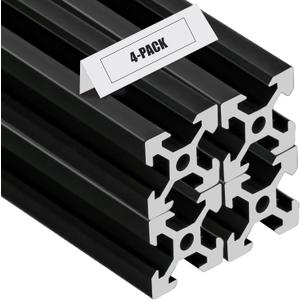 2020 V Aluminum Extrusion, 4PCS 450mm European Standard Anodized Extruded Aluminum Profile Extrusion Linear Rail for 3D Printer and CNC Machine DIY Projects- Black