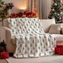 Horaldaily Christmas Flannel Blanket Throw, Christmas Trees Boho Soft Fuzzy Plush Cozy Fleece Blankets for Couch Sofa Bed Lounging, Ideal Gifts for Kids Adults Wife Self, 50x60 (White)