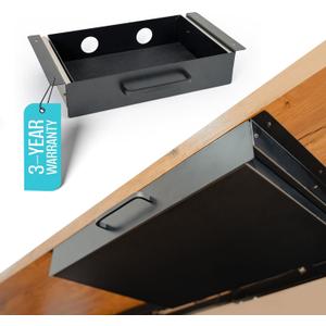 Under Desk Drawer Slide Out Attachment - Carbon Steel Undermount Table Drawer with Cable Management, Pull Out Add-On Storage for Office & Standing Desks (13" x 8" x 2.8") (Medium)