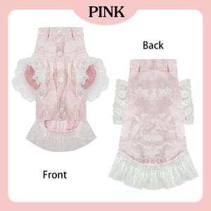 MAMORE Dog Shirts Dress, Elegant Embroidery Couple Dog Clothes for Girl Boy Small Medium Dogs Puppy Cats Set (Pink, Small)