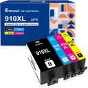 910XL Ink Cartridges Replacement for HP 910 910XL Ink Cartridges Combo Pack Compatible with HP OfficeJet 8010 8015 8018 8022 OfficeJet Pro 8020 8025 8028 8035 Printer(Black Cyan Yellow Magenta)