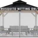 Aoodor Universal 12x12 ft Gazebo Mosquito Netting, Replacement 4-Panel Sidewalls with Double Zippers for Patio, Backyard, Deck, and Lawn (Netting Only, Gray)