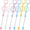 LALAFINA 12Pcs Colorful Beadable Keychains Bulk Blank Beaded with Lobster Clasp, Colorful Bead Keychain Making Kit for Jewelry Making Diy Crafts
