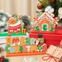6PCS Christmas Table Decorations, Gingerbread Style Wooden Christmas Decorations, Seasonal Holiday Centerpieces, Winter Tabletop Display for Holiday Celebration, Xmas Home Decor