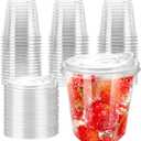 12oz Disposable Stemless Glasses With Strawless Sip Lids,PET Disposable Drinking Cups,Clear Plastic Wine Glasses for Parties Birthday,Wedding,Meeting,Christmas Party Supplies. (50, Transparent)