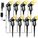 Pogestrand Low Voltage Landscape Lighting,8 Pack Outdoor LED Landscape Spotlights with Transformer 27V Garden Lights Pathway Lights IP65 Waterproof 3000K Warm White