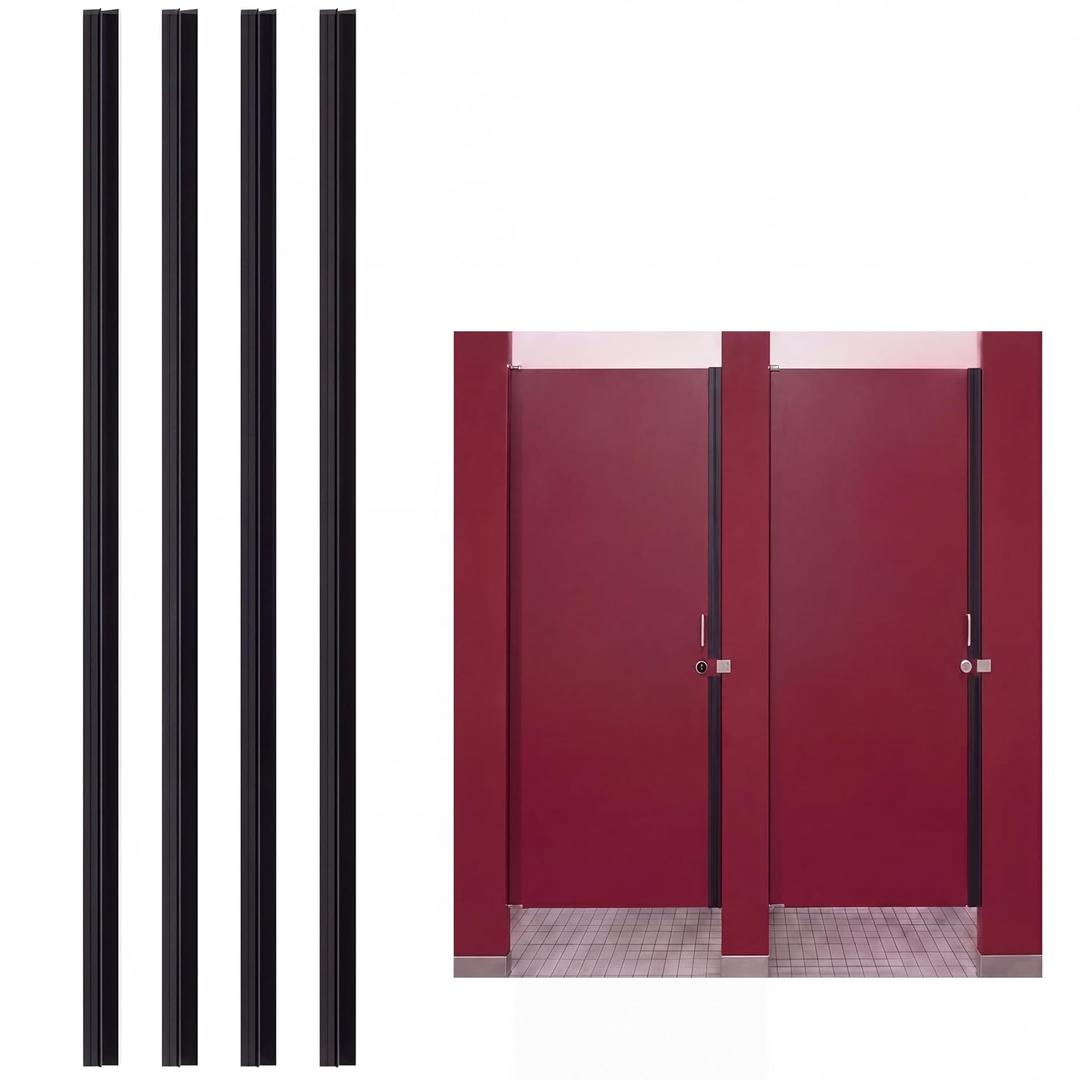 Lounsweer 4 Pack PVC Bathroom Privacy Strip, 29.5 x 0.3 x 1.4 Inch, Black
