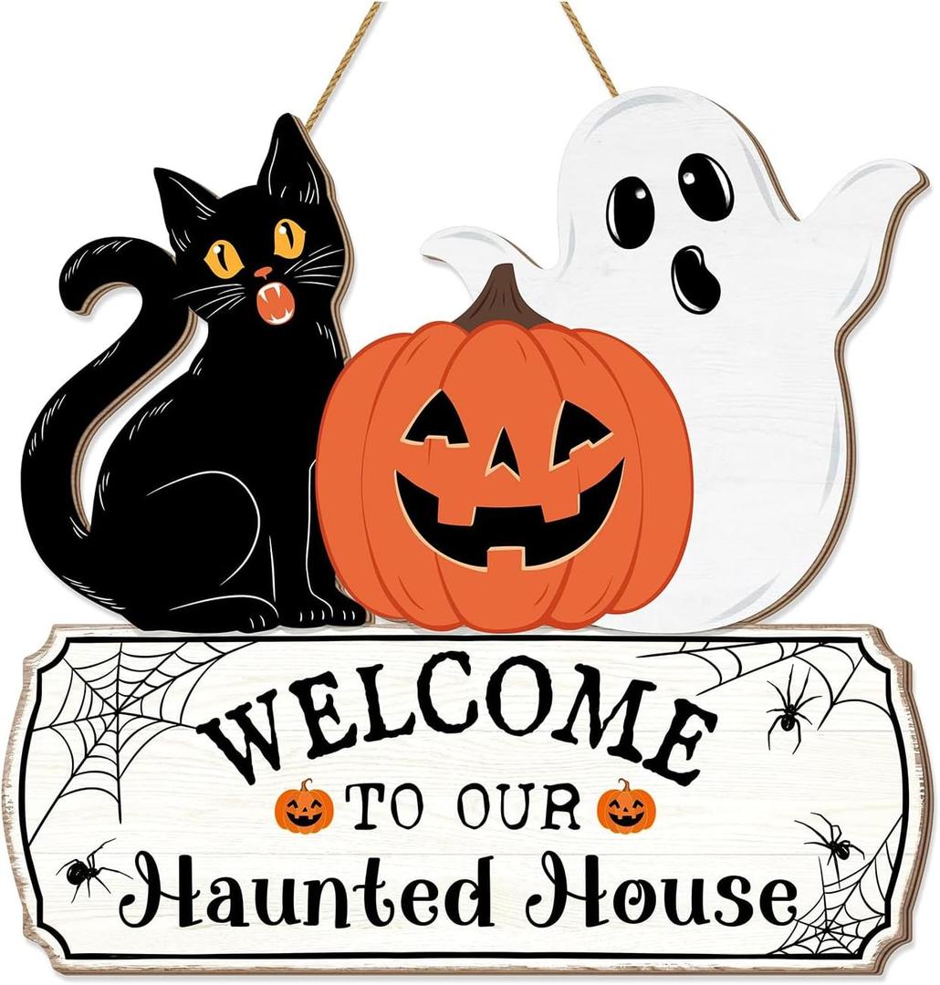 Halloween Pumpkin Hanging Sign Halloween Decorations Halloween Front Door Welcome Sign Halloween Wall Decor