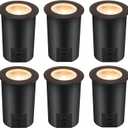 [6 Pack] CLOUDY BAY 9W LED Landscape Well Lights,2700K/3000K/3500K/4000K/5000K Selectable,Low Voltage 12V/24V Ground Lighting,Waterproof Outdoor In Ground Lights for Uplights,Transformer Excluded (oil-rubbed Bronze | Flat Top)