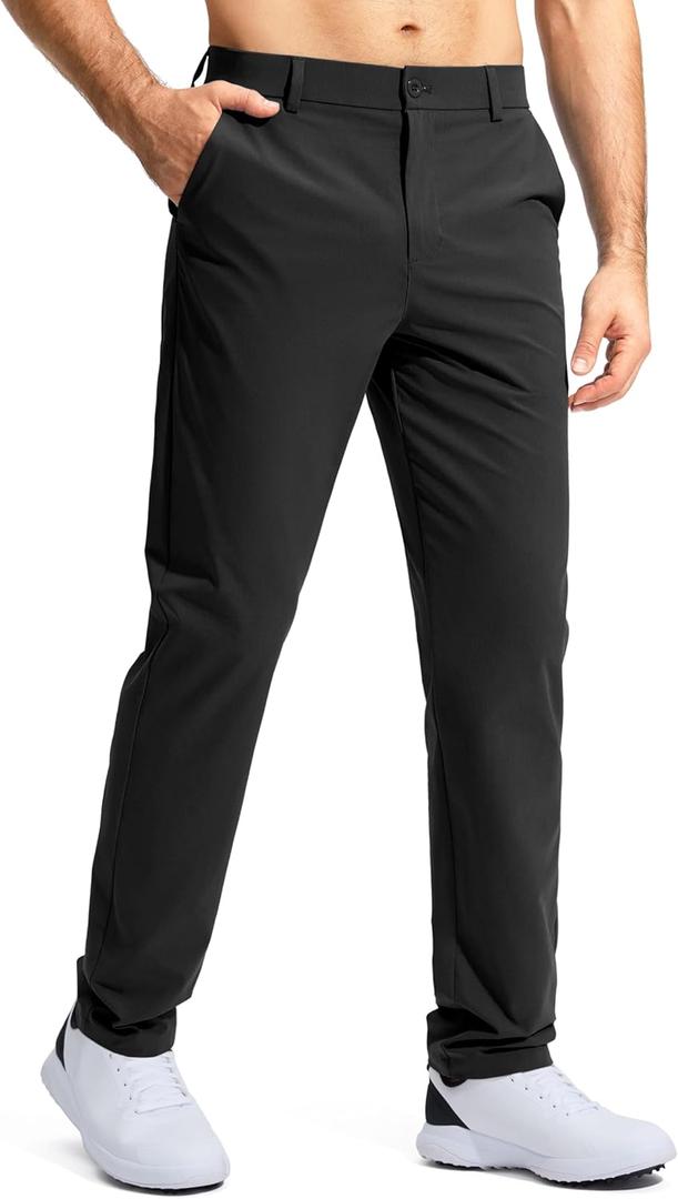 Pudolla Men's Golf Pants Stretch Work Dress Comfy Pants Lightweight Quick Dry Casual Slacks Trousers with Pockets (Black)32W 34L