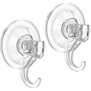 VIS'V Wreath Hanger, Large Suction Cup Wreath Hooks, Heavy Duty, 22 LB Capacity, Removable and Reusable, Clear, 2 Pcs