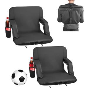 Stadium Seat, 6 Adjustable Angle Wide Bleacher Chair, 2.9'' Cushion Padded Stadium Seat with Armrest and Back Support, Stadiums Chair with Hook Cupholder for Picnics, Beach Sports Size: 23 inch
