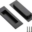 Ravinte 2 Pack Black Sliding Closet Door Handles Black Flush Pulls 4.72in Length Recessed Finger Pulls for Sliding Barn Door Sqaure Cabinet Pulls Stainless Steel