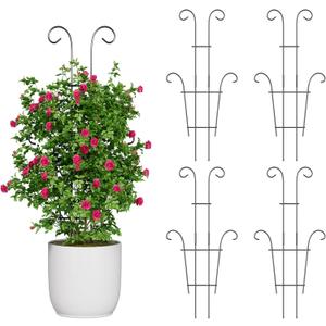 Larger 23.6in Taller Plant Trellis for Climbing Plants Indoor, 4 Pack Metal Garden Trellis for Potted Plants, Rustproof, Larger, Sturdy Climbing Plant Support for Indoor & Outdoor Houseplants