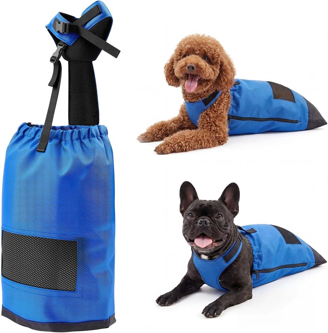 Sadnyy Drag Bags for Paralyzed Dogs & Cats, Adjustable Disabled Pet Mobility Aid with Breathable Mesh, Dog Wheelchair for Hind Legs, Easy On/Off, Adjustable Fit, Protects Chest & Limbs(Blue,S)