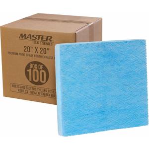 Master Elite Premium Paint Spray Booth Exhaust Filter Pad 20" x 20", Box of 100-18 Gram Fiberglass Paint Arrestors - Captures Traps Overspray Particles in Auto Car Autobody Refinish Booths