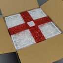 Christmas Decorations Lighted Gift Boxes, Set of 4 Light Up Present Boxes, 80 LED Plug in Lighted Xmas Boxes for Outdoor Indoor Christmas Tree, Yard, Home Decor, 4, Tinsel and Red Ribbon