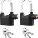 QWORK Alarm Lock, 110 Db Universal Security Alarm Lock System Burglar Door Motor Bike Padlock with 6 Keys (Black), 2 Pack