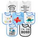 7Pcs Cotton Waterproof Baby Bibs Hook Loop Closure Newborn Bib Keepsake Baby Gift for Drooling Feeding Eating
