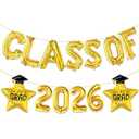 Gold Class of 2026 Balloons Banner, 16 Inch Graduation Decorations