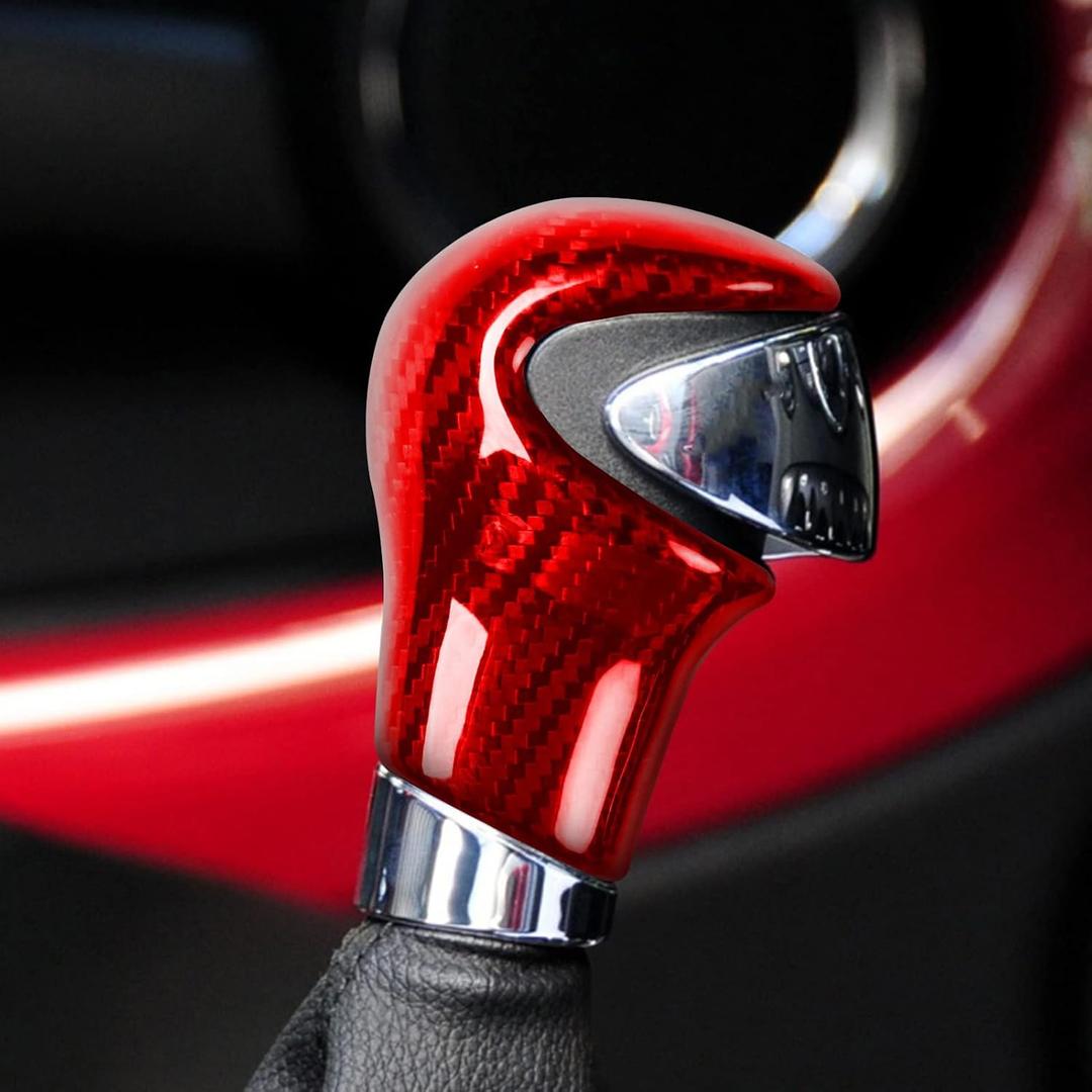 Real Hard Carbon Fiber Gear Shift Knob Head Cover Lever Modified Decoration Car Interior Accessories for Mini Cooper R55 R56 R57 R58 R59 R60 R61 R55 LCI R56 LCI R57 LCI 2007-2014 (Red)