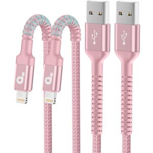 iPhone Charger 6FT 2Pack, Lightning Cable [Apple MFi Certified] iPhone Fast Charging Cord Compatible with iPhone 14/13/12/11 Pro Max/XS MAX/XR/8/7/Plus/6S/6/SE/5S/iPad (Pink)