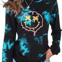 Remidoo Women's Tie Dye Long Sleeve T Shirt Graphic Tees Crewneck Oversized Tshirts Black Medium (Black, M)