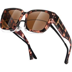MEETSUN Oversized Fit Over Glasses Sunglasses for Women Men Large Trendy Polarized Sunglasses for Driving UV Protection (Tortoise/Brown)