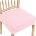 Smiry Stretch Jacquard Seat Covers for Dining Room Chairs Set of 4, Removable Washable Chair Seat Protector Slipcovers, No Rear Covers, Blush Pink