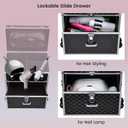 Adazzo Professional Rolling Makeup Case with Drawer for Makeup Artists Cosmetic Train Case Large Storage Case for Nail Technicians Cosmetology Case with Detachable Bag for Hairstylist, Black