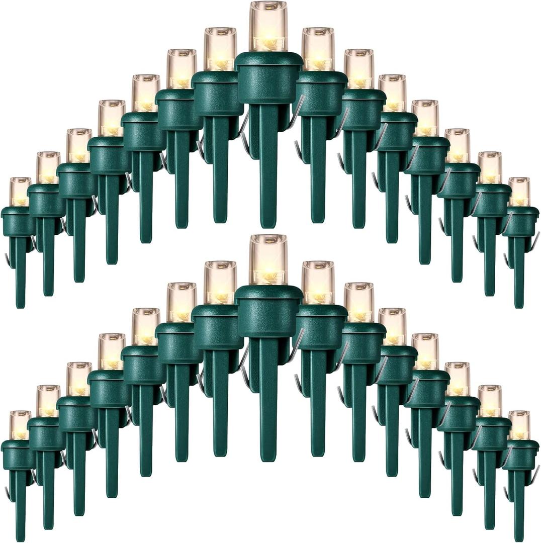 Honoson 180 Count 5 mm Winter LED Replacement Bulbs Bulk Wide Angle Winter LED Light Bulbs String Replacement Festival Light Garland Outdoor Tree Home Decoration (Green Base with Warm White Bulb)