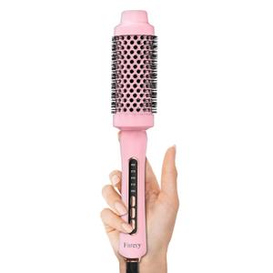 Upgraded Farery Thermal Brush, Non-Blowing Heated Round Brush, 1 3/4 Inch Hot Curling Brush with Adjustable Temp, Easier & Faster & Smoother, Dual Voltage for Travel, Longer Lasting Bristles (Pink)
