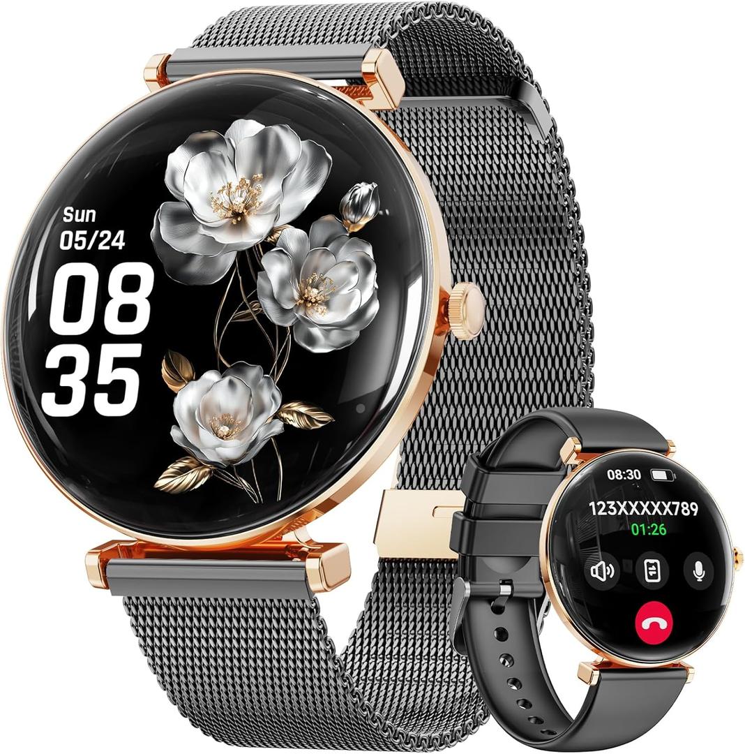 Hwagol Smart Watches for Women Android & iOS Compatible[Calls/Answer/Metal Slim] 1.43" Micro-Spherical AMOLED Screen,IP68 Waterproof Sports Watch Fitness Tracker Sleep/Heart Rate Monitor