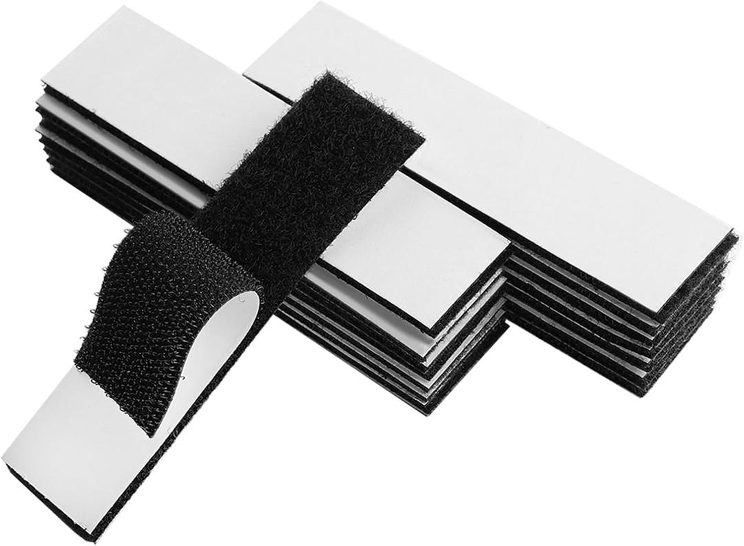 Melsan 1x4 inch Hook and Loop Strips with Adhesive - 15 Sets, Strong Back Adhesive Fasten Mounting Tape for Home or Office Use - Instead of Holes and Screws, Black