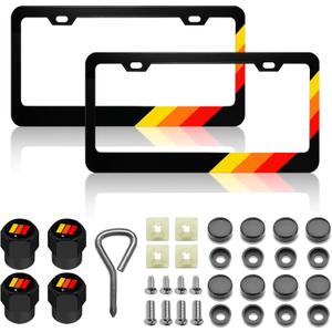 License Plate for Tri-Color 3 Color Yellow Orange Red Premium Black Steel License Plate Holder Compatible All Vehicle License Plate for Toyota Tacom,for 4Runer Tundr Rav car Accessories