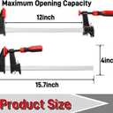 ZAVOOS 4 Pack Bar Clamps for Woodworking, 12 Inch One-Handed Medium Duty Steel F Clamps Set, 600 Lbs Load Limit Quick Release Wood Parallel Spreader for Woodworking, DIY Projects