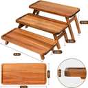 GEHE 3 Tier Serving Tray Acacia Wooden Tiered Tray Stand Foldable Dessert Table Display Set Decor Charcuterie Boards for Party, Birthday, Wedding, Christmas