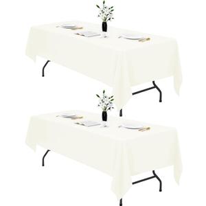 IVAPUPU 2PCS Ivory Table Cloth for Rectangle Table - 70 x 120 Inch Tablecloths Rectangular Cloths Waterproof Washable Wrinkle Resistant for 6 FT Wedding Cocktail Party