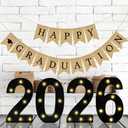 Curyidy 2026 Light Up Numbers, Graduation Decorations Numbers Marquee Signs Class of 2026 Marquee Lights for Birthday, New Year, High School College Graduation Party Decor-Black