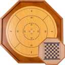 Crokinole and Checkers, Classic Crokinole Board Game | 22 Inch Playing Surface, 24 Black & White Discs, Canadian Heritage Tabletop Game for 2 Players, Dexterity Krokinole Games Families and Friends