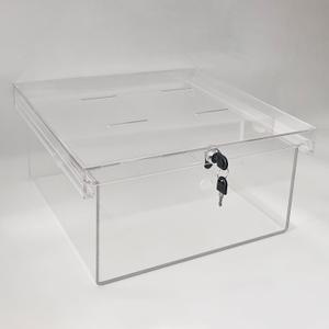 CiaoHER Extra Large Clear Acrylic Refrigerator Medicines Insulin Narcotics Storage Lock Box with Two Keys and Mounting Hardware，16''D x 14''W x 8''H