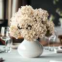 Artificial Flower Fake Silk Hydrangea Heads Bouquet with Stems Bulk for Fall Decoration Table Center Christmas Indoor Outdoor Faux Floral Realistic with Leaves Plants Crafts 8PCS (White)