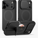 SURITCH for iPhone 17 Pro Max Case with Camera Control Cover, Camera Cover and Adjustable Kickstand, Compatible with MagSafe, Shockproof Bumper Protective Cases 6.9 Inch, Black