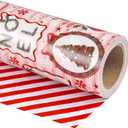 WRAPAHOLIC Reversible Christmas Wrapping Paper - Mini Roll - 17 Inch x 33 Feet - Pink & Red Classic Christmas Decor and Stripes Wrapping Paper for Xmas Holiday, Party Celebration