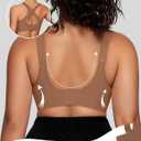 OEAK Womens Wireless Jelly Bras V Mesh Comfortable Bralette Supportive Tshirt Bra No Underwire Seamless Push Up Everyday Bras (Gold, M)