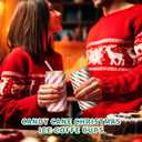 Umigy 6 Pcs Christmas Gift Glasses Cups 16oz Peppermint Candy Cane Cups Christmas Can Shaped Glassware with Bamboo Lids Holiday Drinking Glasses for Iced Coffee Hot Cocoa Bar Cocktails