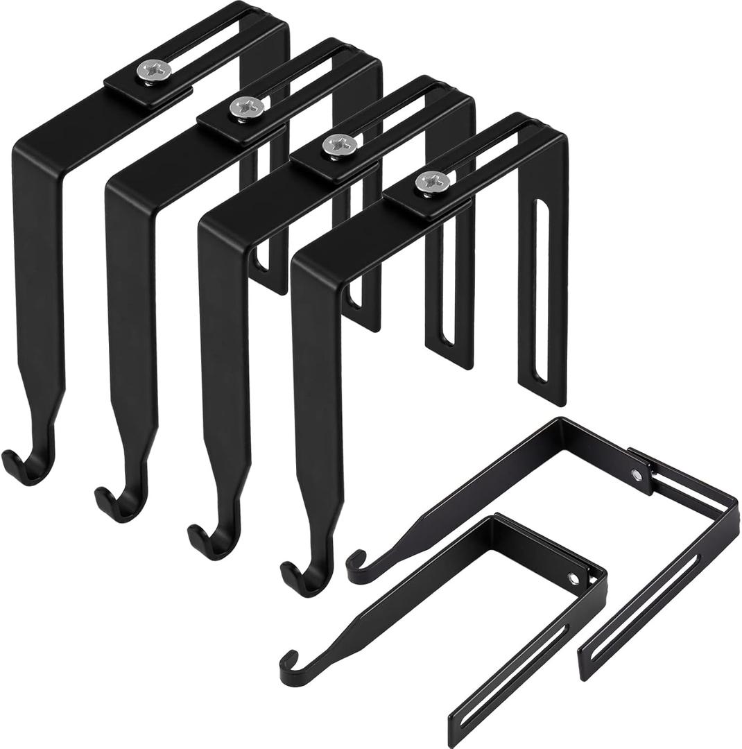Amylove 4 Pcs Adjustable Cubicle Hanger Universal Partition Metal Cubicle Hooks Door Hanger, Adjusted to Fit Panels with 1 3/8 Inch to 3 1/2 Inch Thickness for Office Whiteboard (Black)