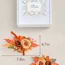 Serwalin 2 Pcs Wrist Corsage and Boutonniere Set, 6-7 Inch Orange Corsage for Wedding, Boutonniere for Men Corsage Wristlet Prom Ceremony Anniversary Accessories Suit